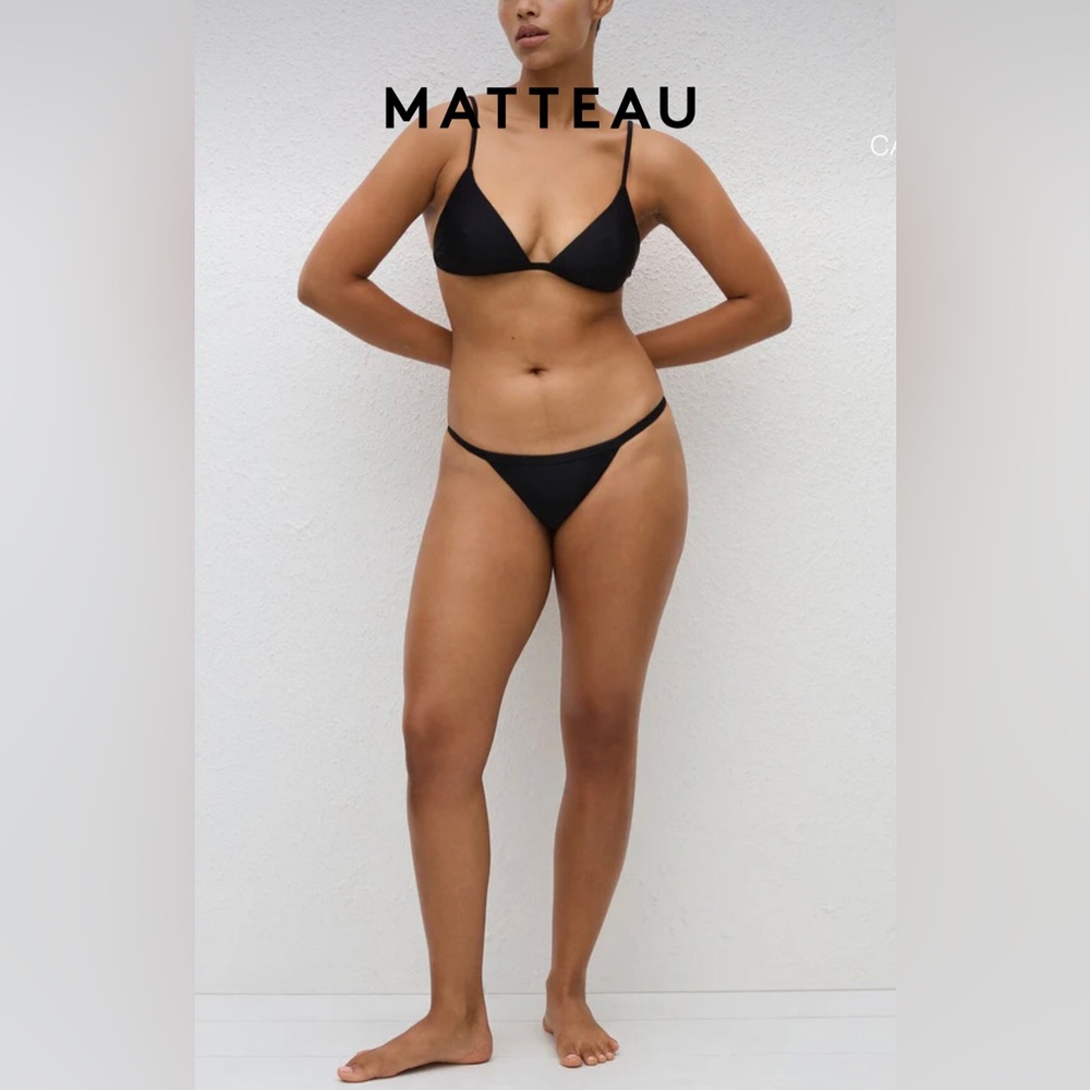 MATTEAU Petite Triangle Top and Bottom Black Bikini Two Piece Swim Set